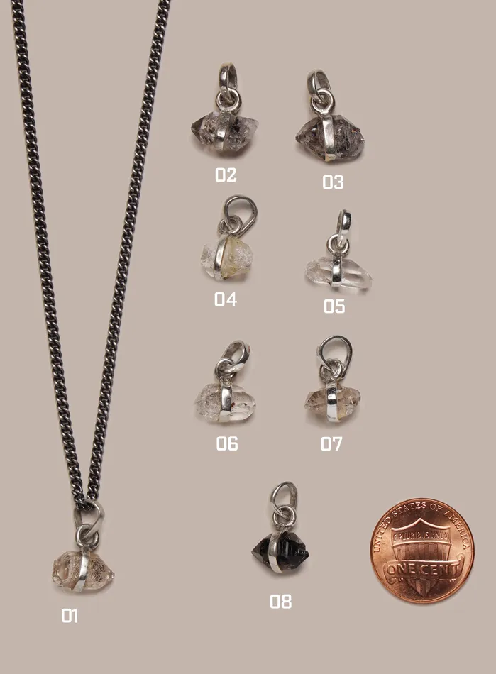One of a Kind Double point Herkimer Diamond on 925 Oxidized Sterling Chain WE ARE ALL SMITH Mens Jewelry Clothing Necklaces