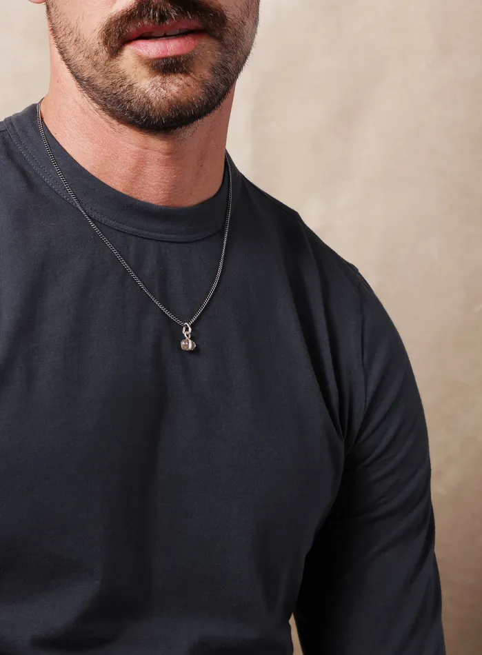 One of a Kind Double point Herkimer Diamond on 925 Oxidized Sterling Chain WE ARE ALL SMITH Mens Jewelry Clothing Necklaces