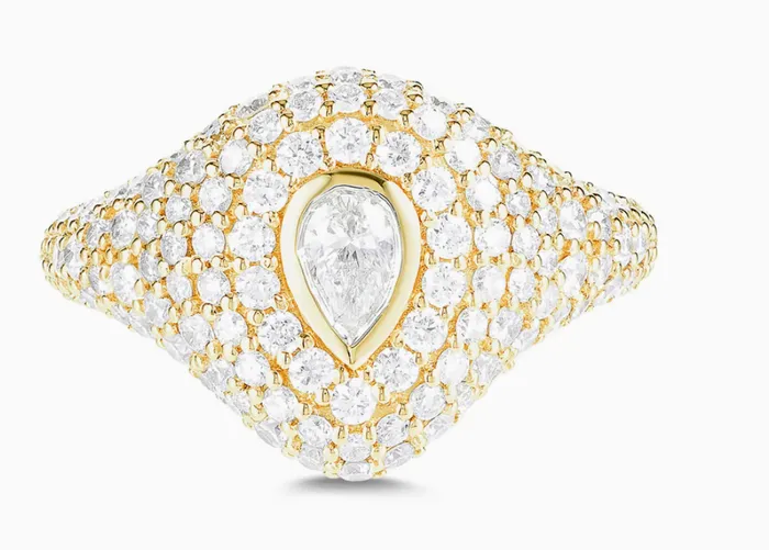 Pear Bling Pinky Ring carbon Hyde Rings