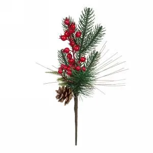 Pine Stem wRed Berries Candlewick Gift Shop Earrings