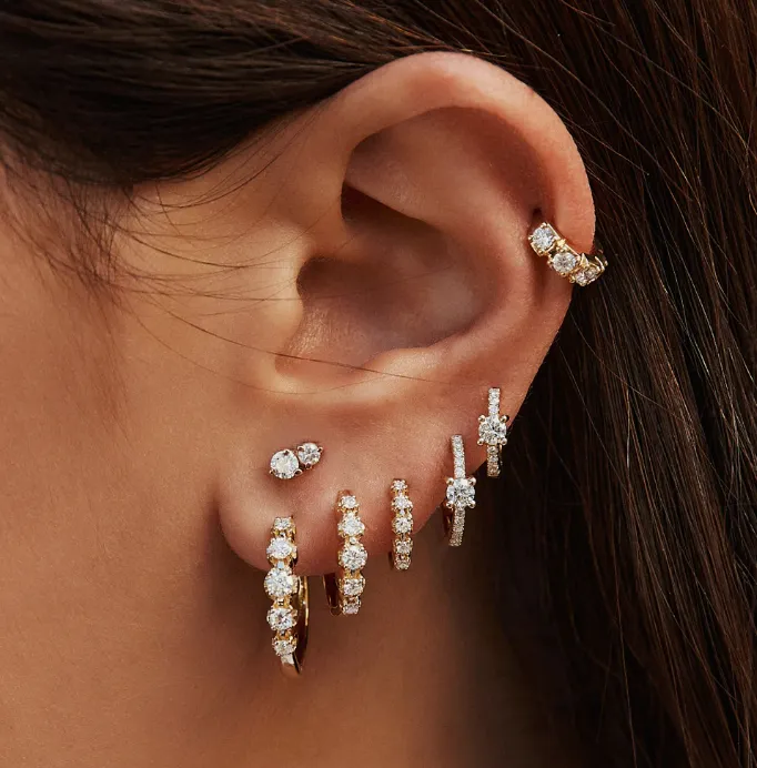 PRONG PAVE DIAMOND MINI HOOP JACQUIE AICHE Earrings