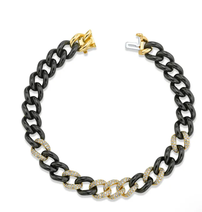READY TO SHIP DIAMOND 7 PAVE BLACK CERAMIC MEDIUM LINK BRACELET Shay Fine Jewelry Bracelets READY TO SHIP DIAMOND 7 PAVE BLACK CERAMIC MEDIUM LINK BRACELET Shay Fine Jewelry Bracelets
