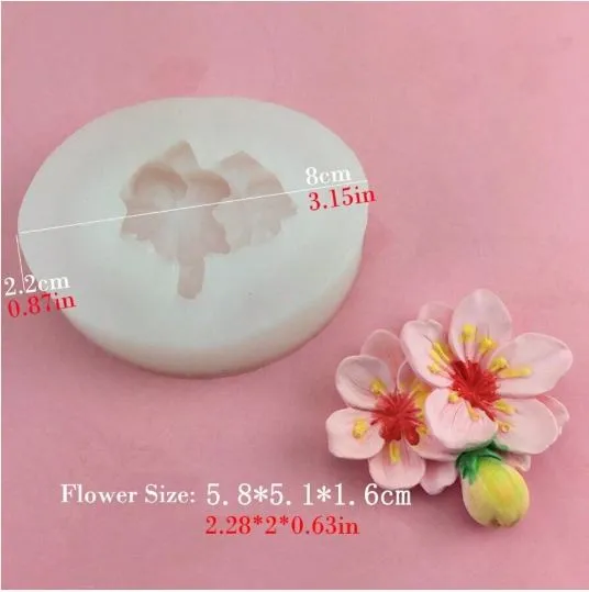 Resinarthub Earrings Peach Blossom Flower Shaped Silicone Candle Mold