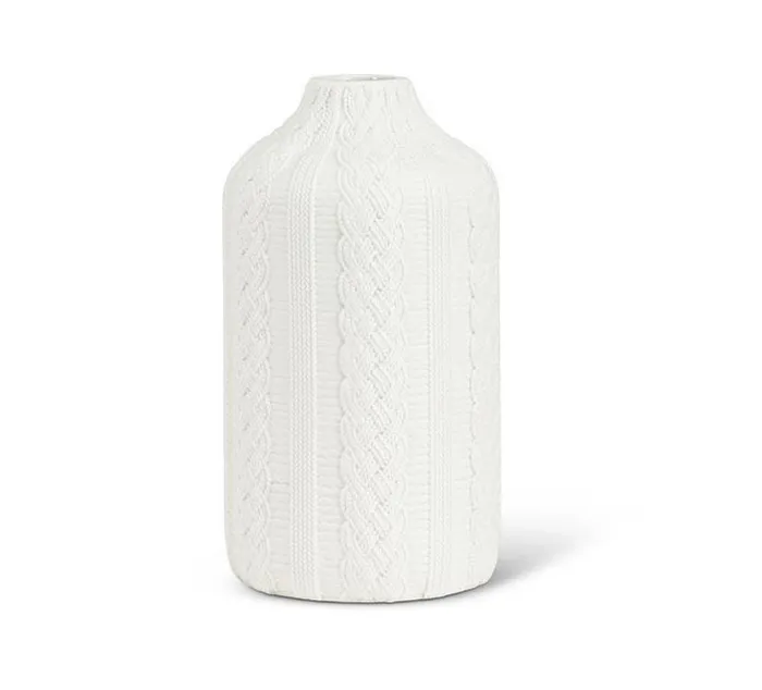 Rings Abbott Knit Cabled Slim Vase Matte White