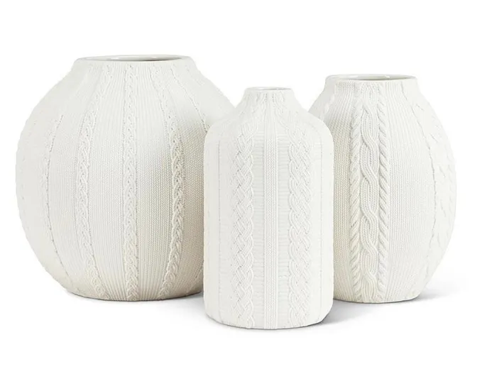 Rings Abbott Knit Cabled Slim Vase Matte White