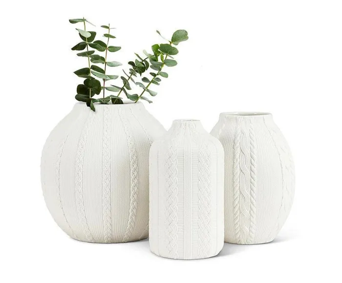 Rings Abbott Knit Cabled Slim Vase Matte White