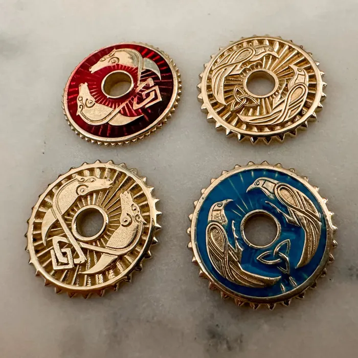 Rings Lingua Enamel Raven Viking Shield