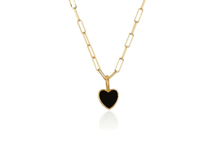 Rings Mini Black Enamel Heart Charm Rachel Reid