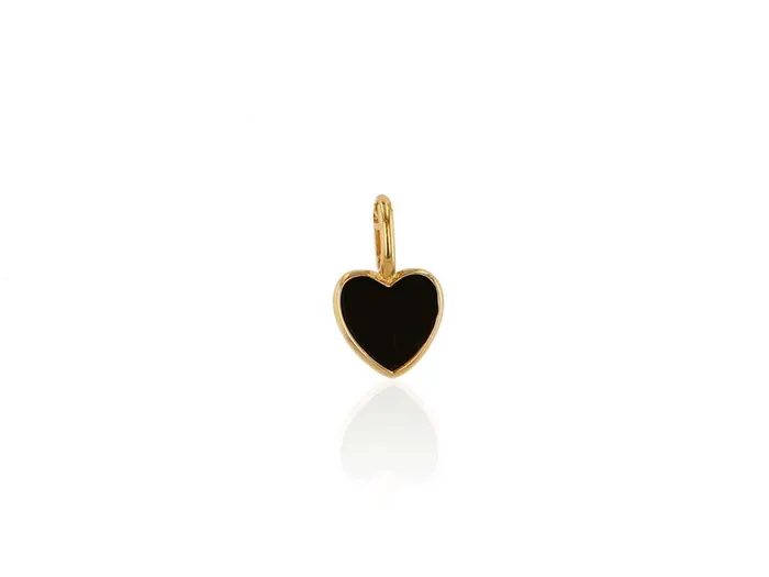 Rings Mini Black Enamel Heart Charm Rachel Reid