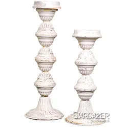 Rings Stargazer Distressed White Tall Candle Holder 13