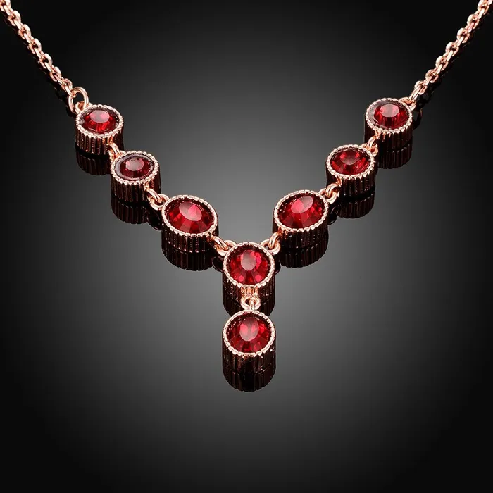 Rings Yellow Chimes Red Royal Genre Austrian Crystal 18K Rose Gold Plated Necklace for Women and Girls Yellow Chimes