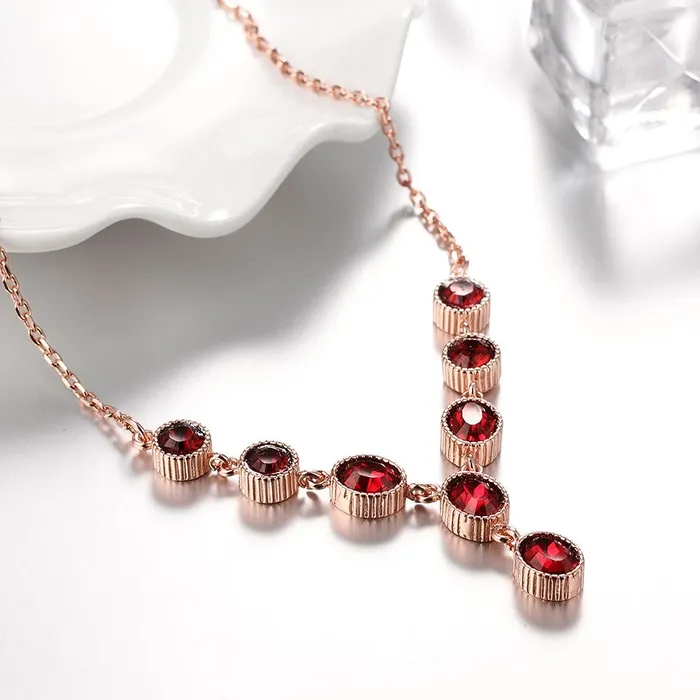 Rings Yellow Chimes Red Royal Genre Austrian Crystal 18K Rose Gold Plated Necklace for Women and Girls Yellow Chimes