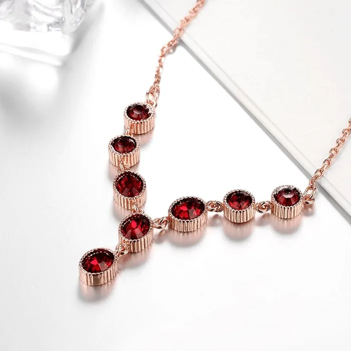 Rings Yellow Chimes Red Royal Genre Austrian Crystal 18K Rose Gold Plated Necklace for Women and Girls Yellow Chimes