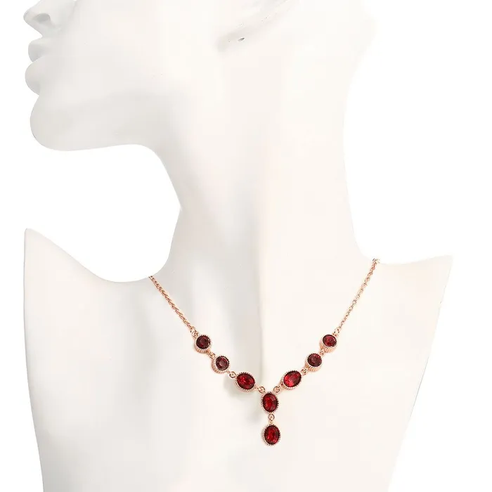 Rings Yellow Chimes Red Royal Genre Austrian Crystal 18K Rose Gold Plated Necklace for Women and Girls Yellow Chimes