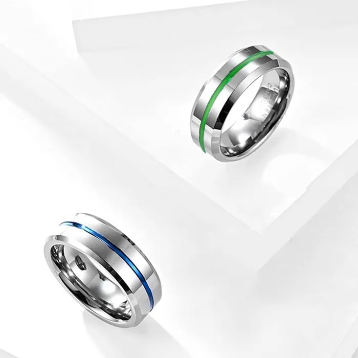Rings Yellow Chimes Yellow Chimes 2 pcs Combo Rings for Men Silver toned Stainless Steel Band Designed Contemporary Rings for Men and Boys