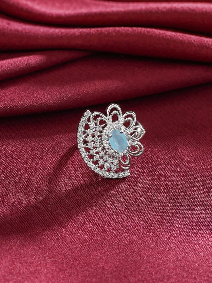 Rings Yellow Chimes Yellow Chimes AD Stone Rings Adjustable Silver Ring Rhodium Plated For Women Silver