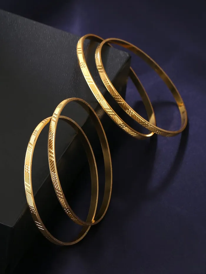 Rings Yellow Chimes Yellow Chimes Bangles for Women Gold Toned Set of 4 Pcs Dialy Wear Bangles for Women and Girls