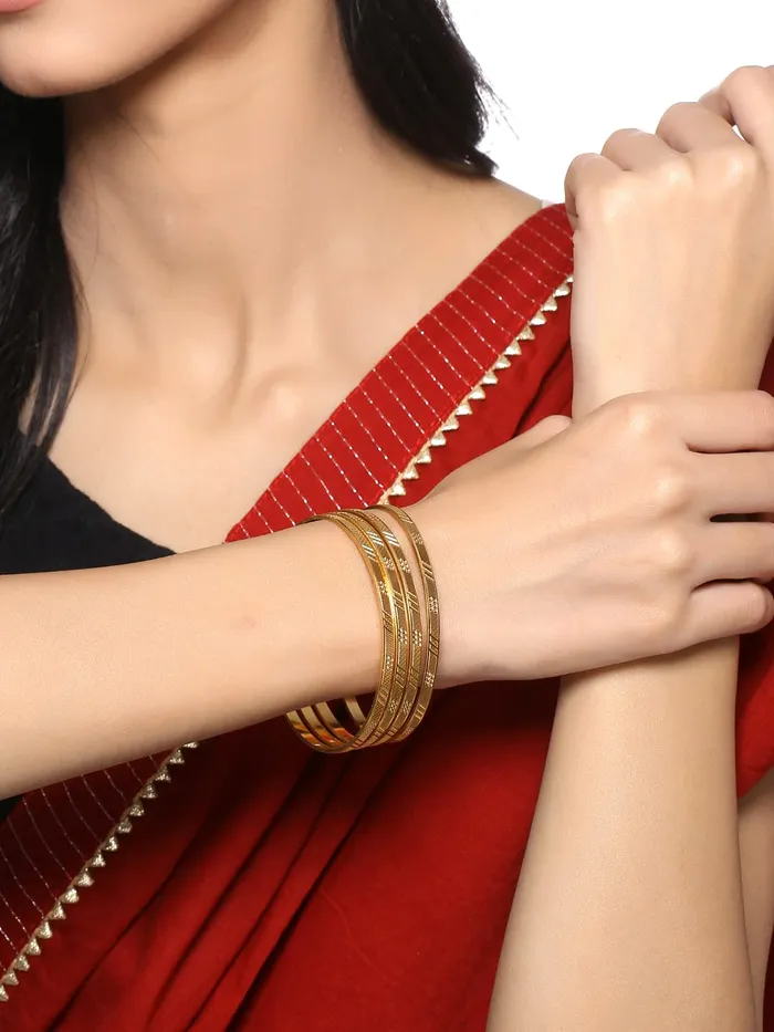 Rings Yellow Chimes Yellow Chimes Bangles for Women Gold Toned Set of 4 Pcs Dialy Wear Bangles for Women and Girls