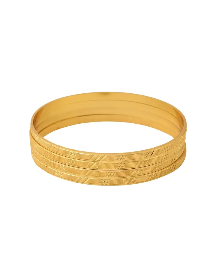 Rings Yellow Chimes Yellow Chimes Bangles for Women Gold Toned Set of 4 Pcs Dialy Wear Bangles for Women and Girls