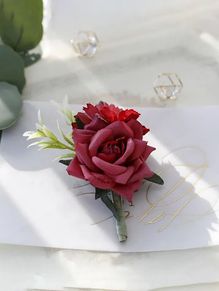 Rings Yellow Chimes Yellow Chimes Brooch for Men and Boys Red Floral Brooch for Men Suit Boutonniere Pin for Wedding Handmade Brooch Rose Boutonniere for Wedding Ceremony Anniversary