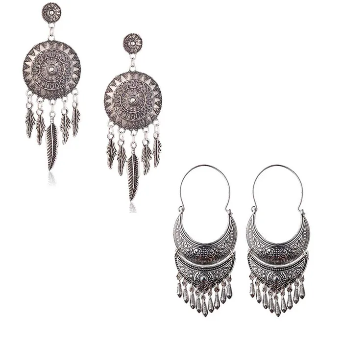 Rings Yellow Chimes Yellow Chimes Oxidized Silver Combo Of Two Pair Traditional Long Chand Bali Earrings For Women Girls Rings Yellow Chimes Yellow Chimes Oxidized Silver Combo Of Two Pair Traditional Long Chand Bali Earrings For Women Girls
