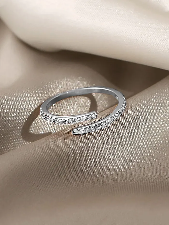 Rings Yellow Chimes Yellow Chimes Rings for Women Crystal Ring Silver Plated Adjustable Open Ends Ring for Women and Girls