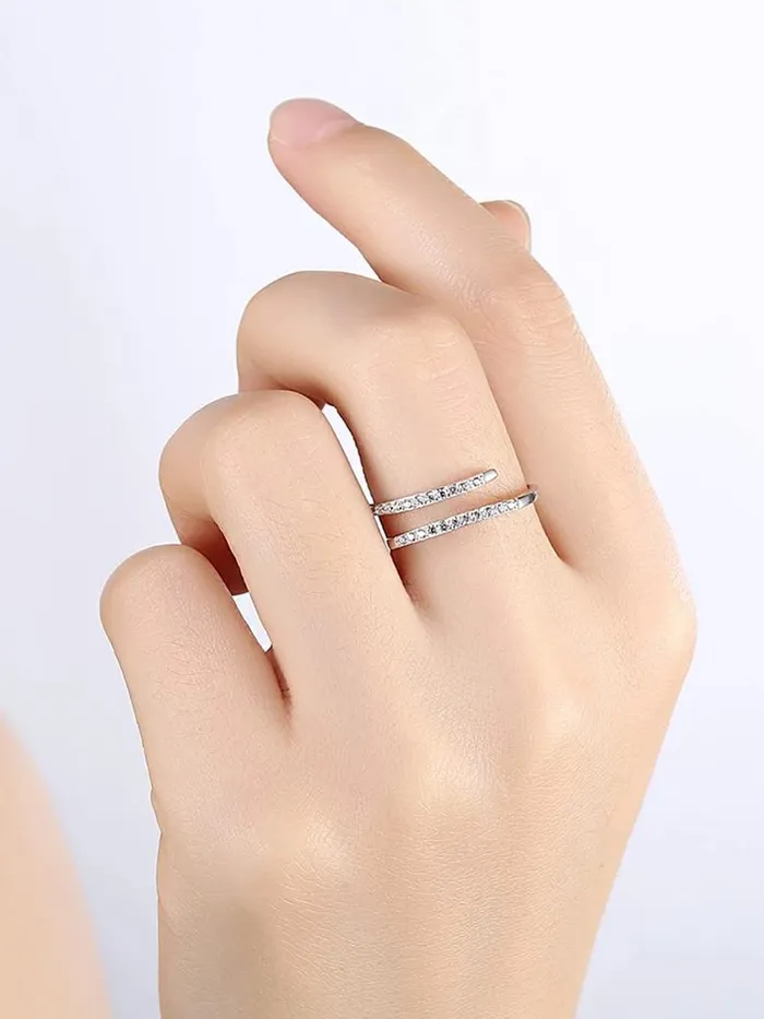 Rings Yellow Chimes Yellow Chimes Rings for Women Crystal Ring Silver Plated Adjustable Open Ends Ring for Women and Girls