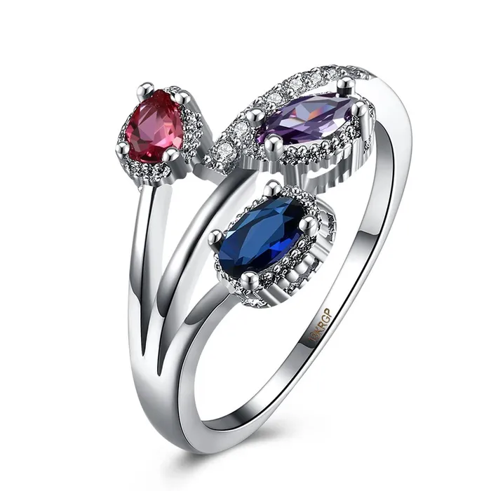 Rings Yellow Chimes Yellow Chimes Rings for Women Silver Crystal Ring Three Leaves Classic Designed Platinum Plated Ring for Women and Girls Rings Yellow Chimes Yellow Chimes Rings for Women Silver Crystal Ring Three Leaves Classic Designed Platinum Plated Ring for Women and Girls