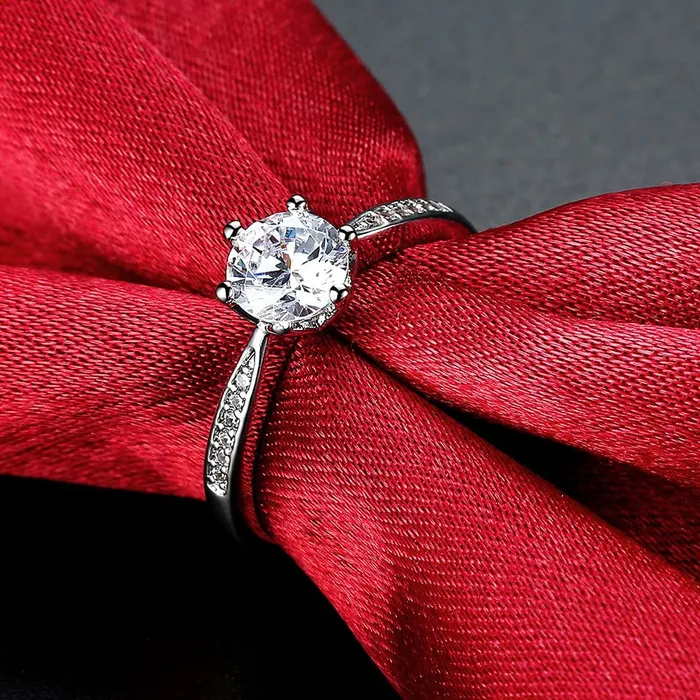 Rings Yellow Chimes Yellow Chimes Rings for Women White Crystal Studded Ring Platinum Plated Rings for Women and Girls Size US 8