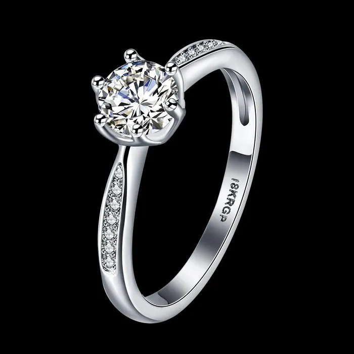 Rings Yellow Chimes Yellow Chimes Rings for Women White Crystal Studded Ring Platinum Plated Rings for Women and Girls Size US 8