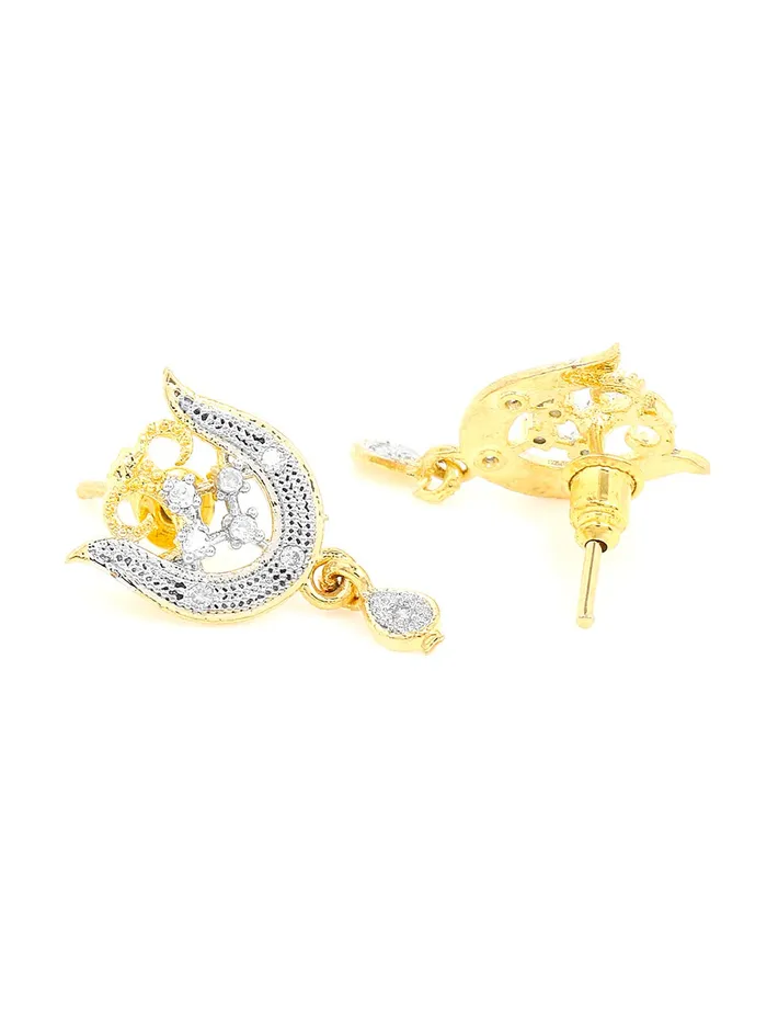 Rings Yellow Chimes Yellow Chimes Sparkling ADAmerican Diamond Studded Ethnic Traditional Black Beads Designer Mangalsutra Pendant Set with Earrings for Women