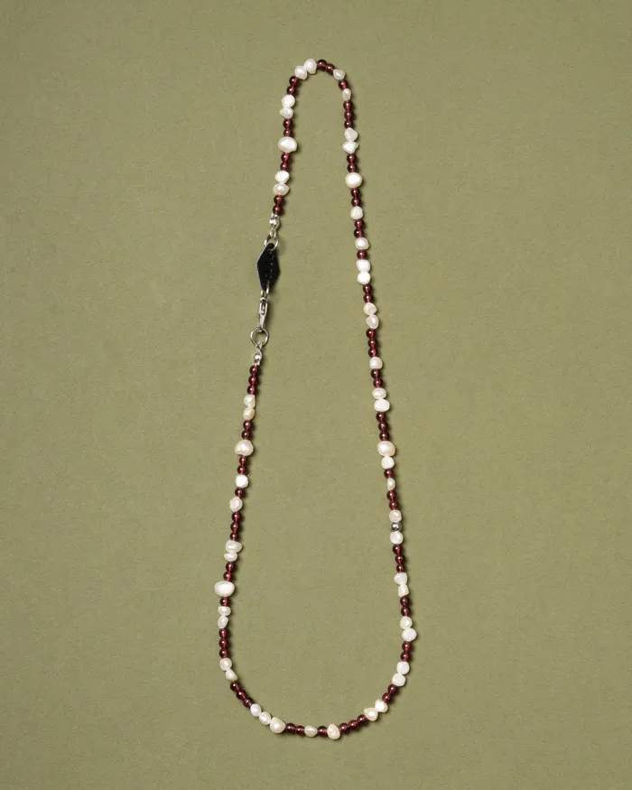 Rosso Petite Garnet Beaded Pearl Necklace CUN Necklaces