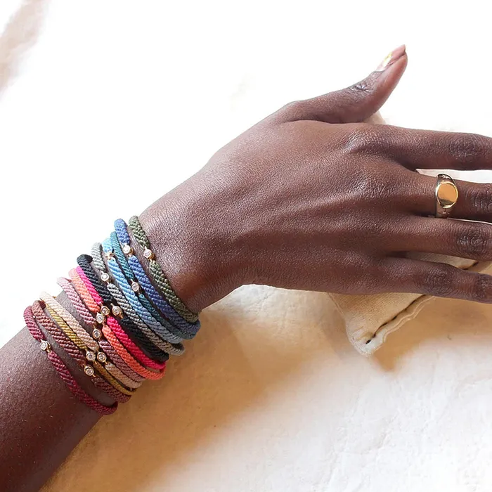 Scosha Classic rose woven bracelet with diamond Bracelets