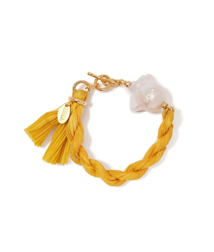 Shibori Ribbon Bracelet in Sun Lizzie Fortunato Bracelets