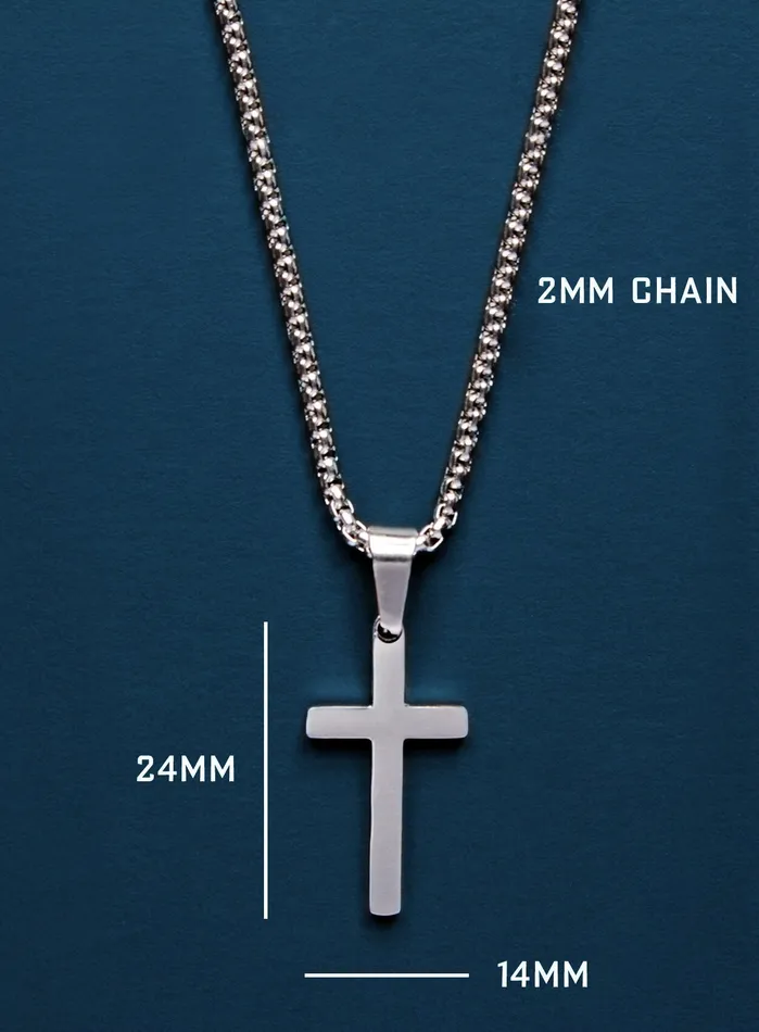 Sweatproof Waterproof Mens Medium Cross Necklace WE ARE ALL SMITH Mens Jewelry Clothing Necklaces