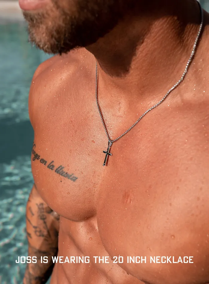 Sweatproof Waterproof Mens Medium Cross Necklace WE ARE ALL SMITH Mens Jewelry Clothing Necklaces