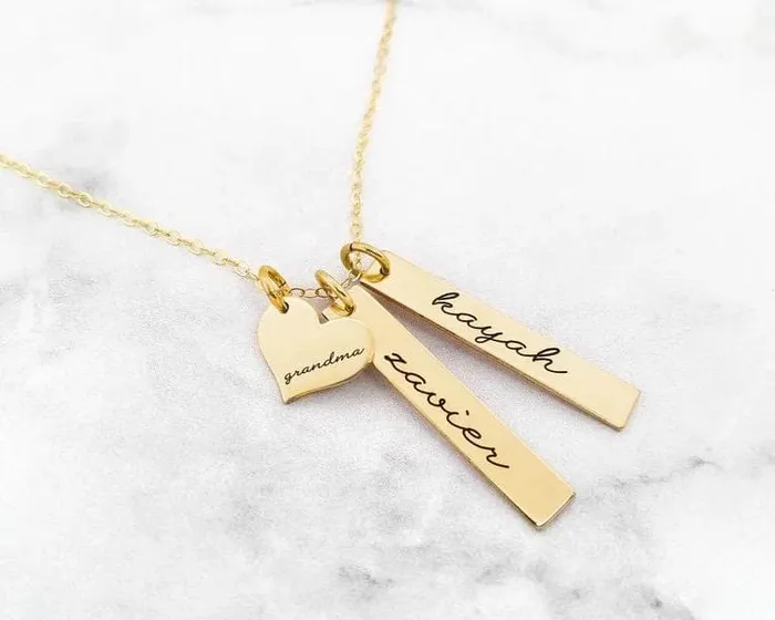 The Signature Collection Co Necklaces Engraved Heart and Bar Necklace