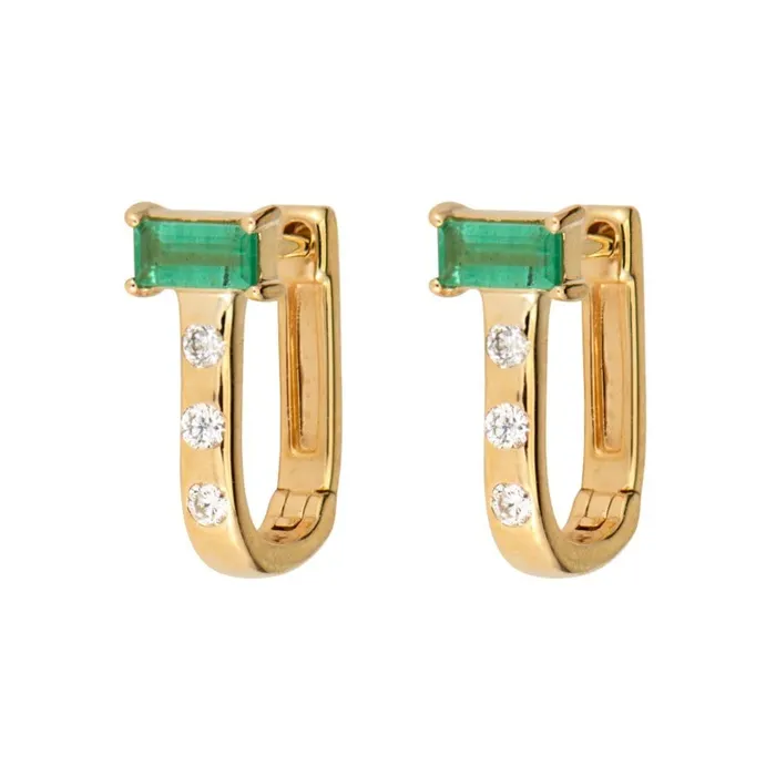 Three Stories Jewelry Earrings Classic Baguette Cushion Hoop