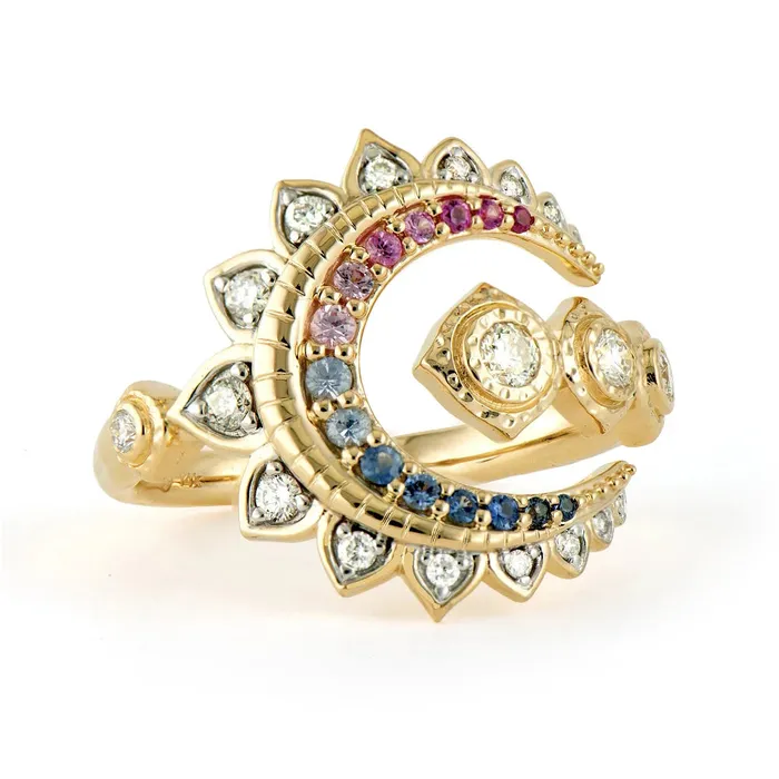 Three Stories Jewelry Rings Open Crescent Moon Wrap Around Ring