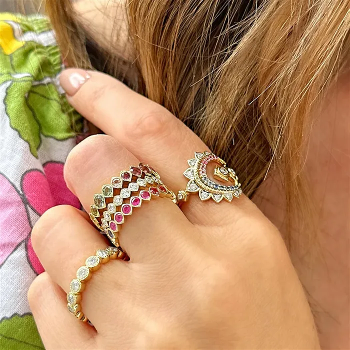 Three Stories Jewelry Rings Open Crescent Moon Wrap Around Ring