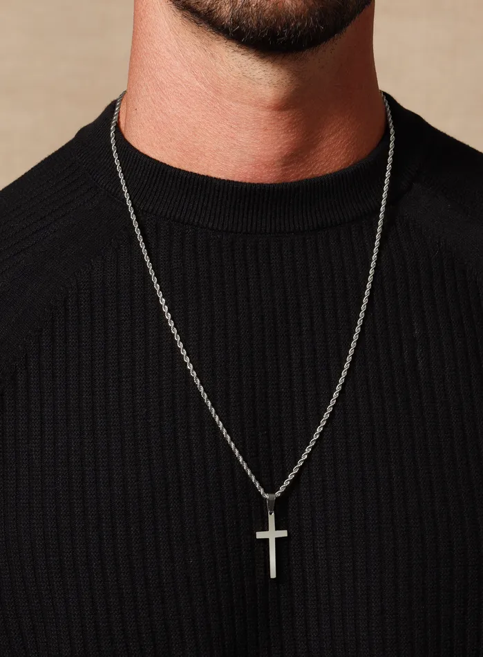 Waterproof Large Silver Cross Pendant WE ARE ALL SMITH Mens Jewelry Clothing Necklaces