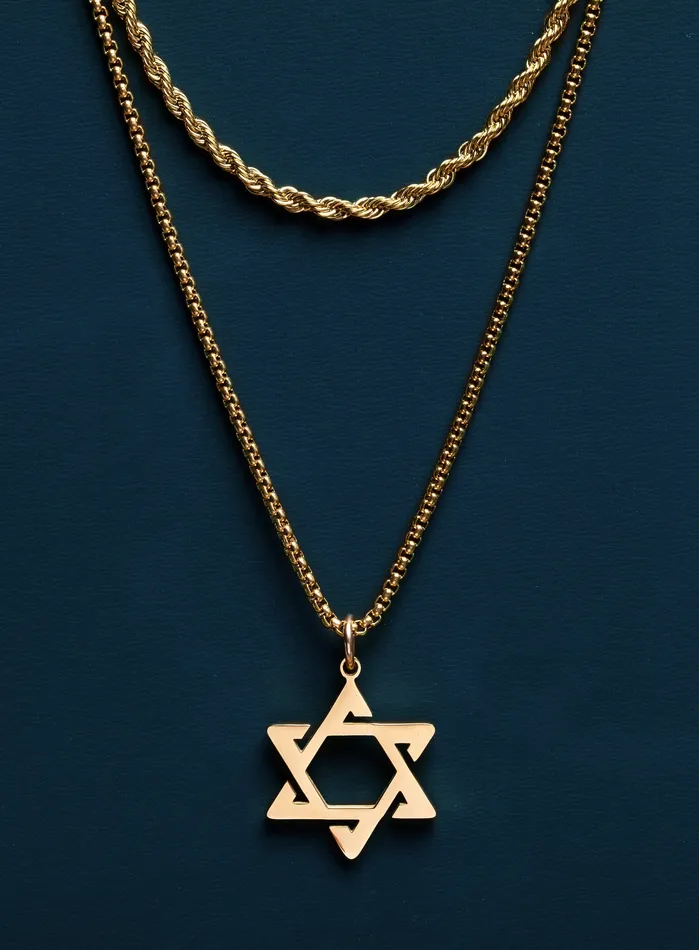 WE ARE ALL SMITH Mens Jewelry Clothing Necklaces Gold Star of David Necklace Set for Men