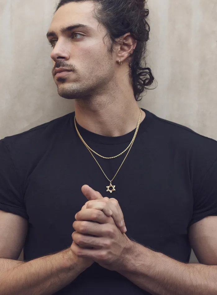 WE ARE ALL SMITH Mens Jewelry Clothing Necklaces Gold Star of David Necklace Set for Men