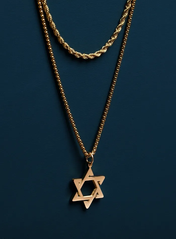 WE ARE ALL SMITH Mens Jewelry Clothing Necklaces Gold Star of David Necklace Set for Men