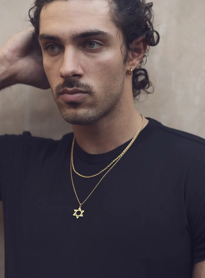 WE ARE ALL SMITH Mens Jewelry Clothing Necklaces Gold Star of David Necklace Set for Men