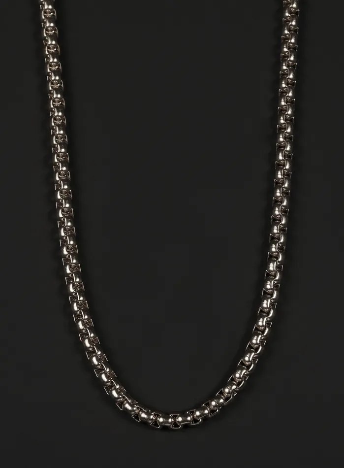 WE ARE ALL SMITH Necklaces 4mm Stainless Steel Round Box Chain Necklace for Men