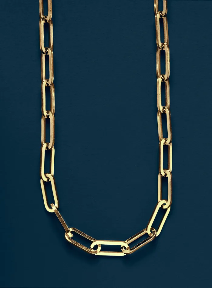 WE ARE ALL SMITH Necklaces Mens Gold 8mm 14k Gold Plated Stainless Steel Cable Chain