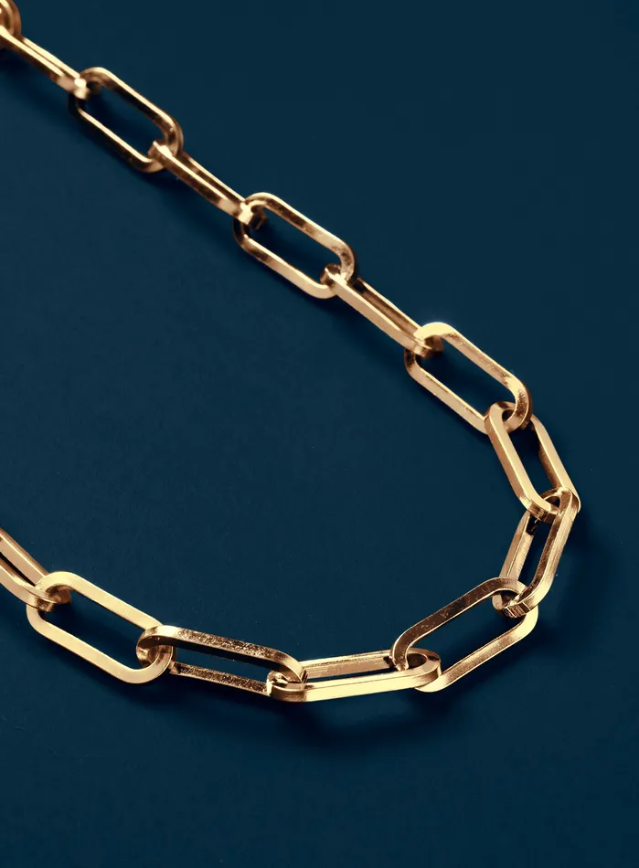 WE ARE ALL SMITH Necklaces Mens Gold 8mm 14k Gold Plated Stainless Steel Cable Chain