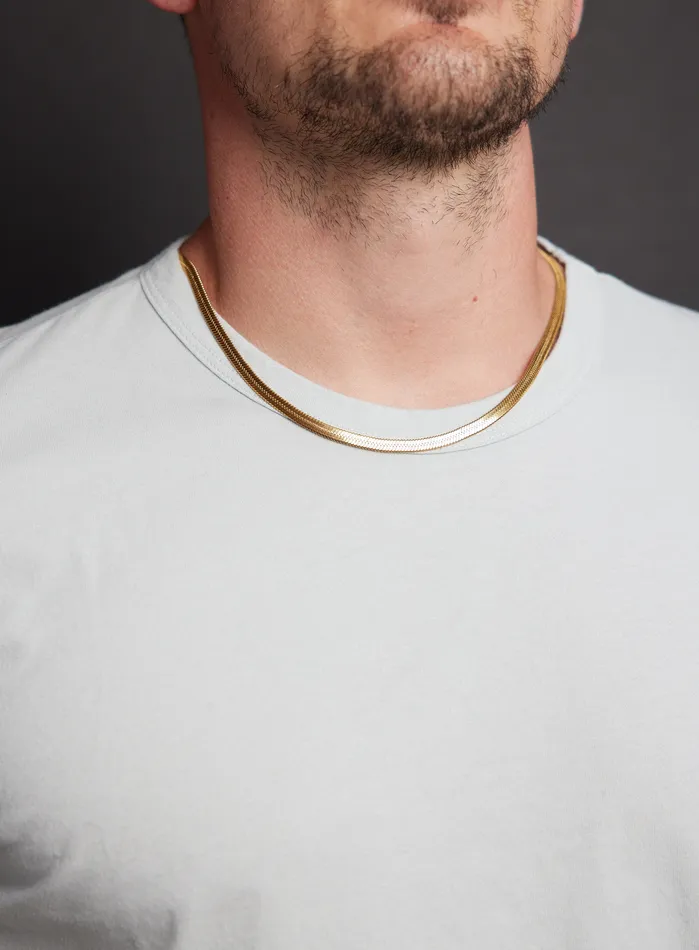 WE ARE ALL SMITH Necklaces Mens Gold Chain Necklace 5mm Herringbone Chain Necklace