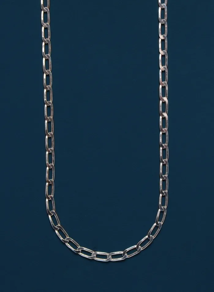 WE ARE ALL SMITH Rings 4mm 925 Sterling Silver Elongated Flat Oval Chain